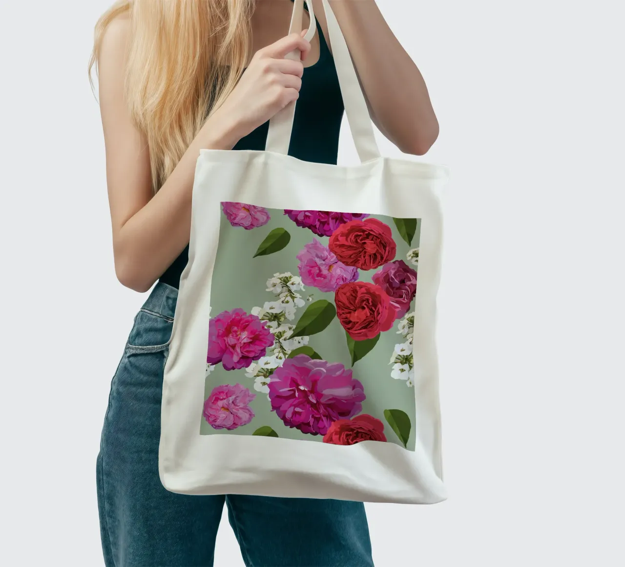Rozen Lichtgroen jute draagtas van lauragriesch_art