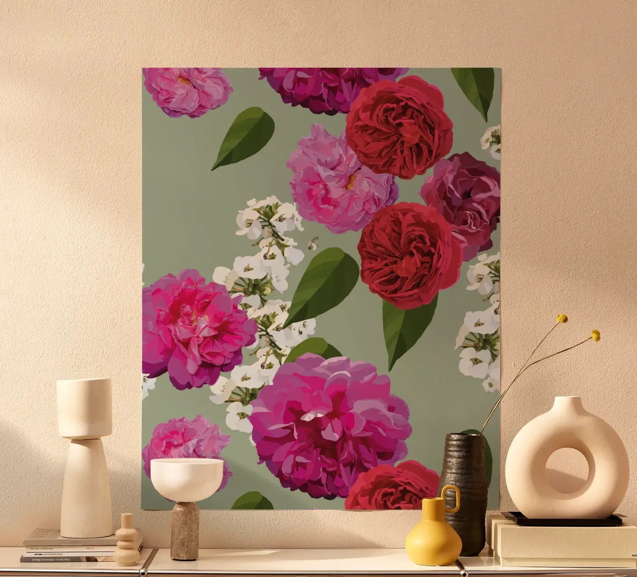 Roses Light Green hahnemühle by lauragriesch_art