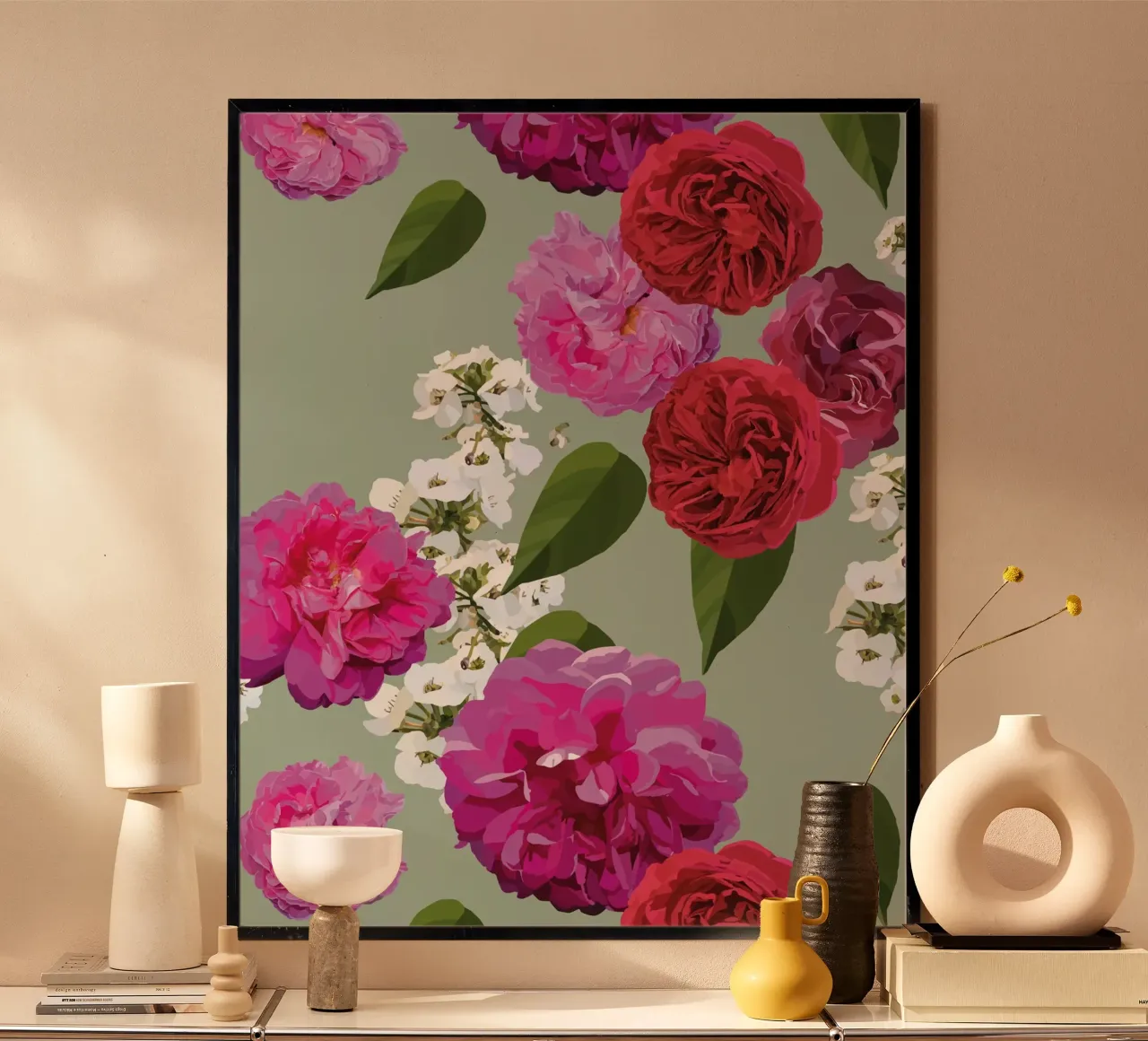 Roses Light Green hahnemühle by lauragriesch_art