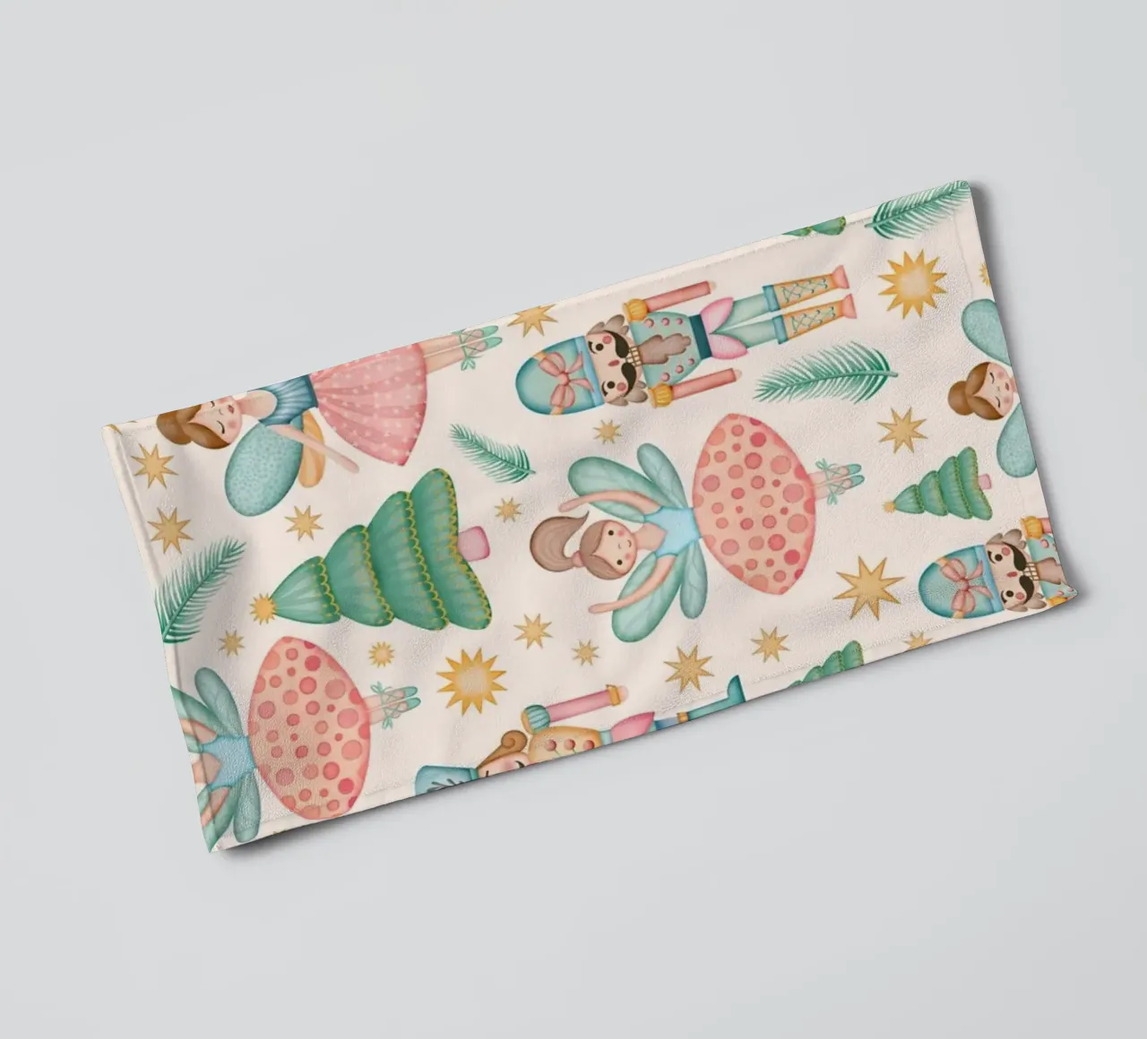 Nutcracker Ballet and Fairies on Cream Background towel by CoelfenArt