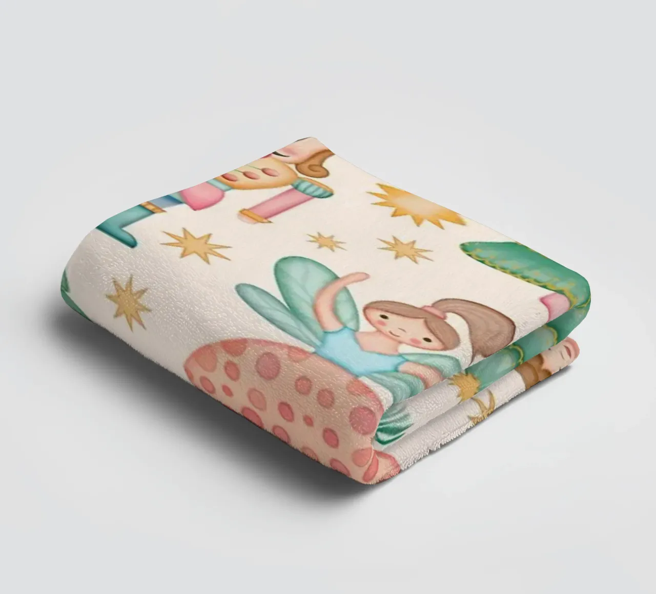 Nutcracker Ballet and Fairies on Cream Background towel by CoelfenArt