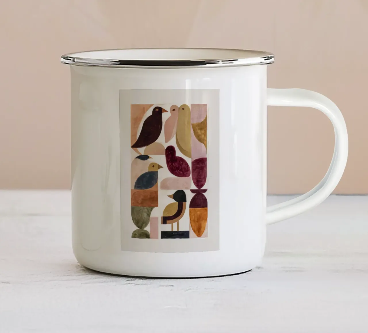 Forme di uccelli tazza in smalto da M.A.Z.U.N.