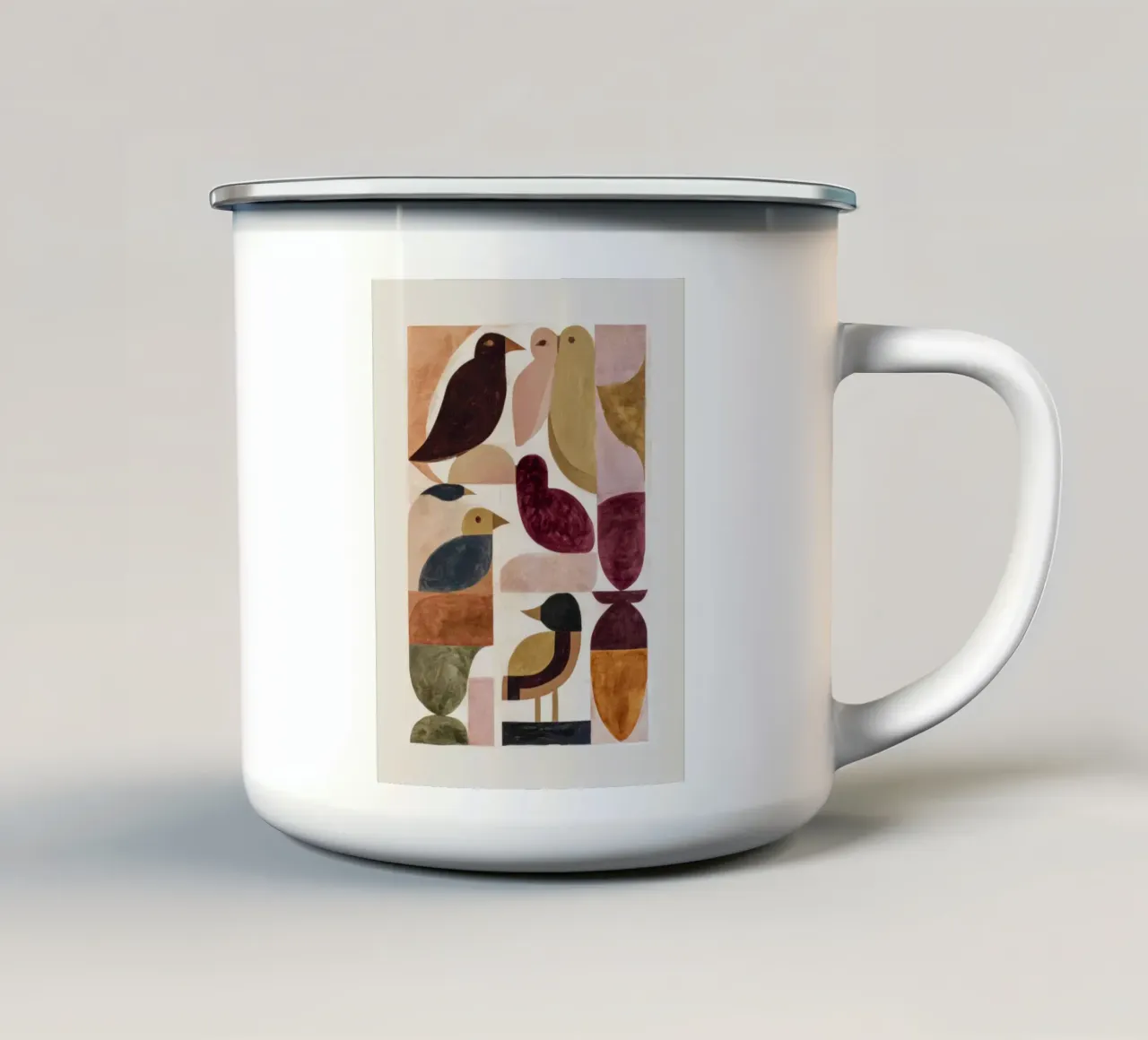 Forme di uccelli tazza in smalto da M.A.Z.U.N.