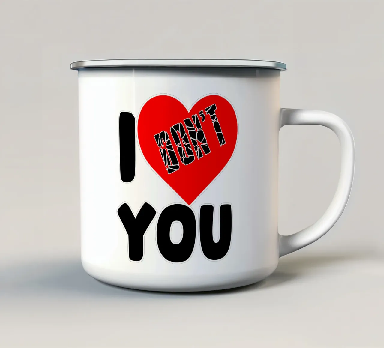 Non ti amo tazza in smalto da sillyindustries