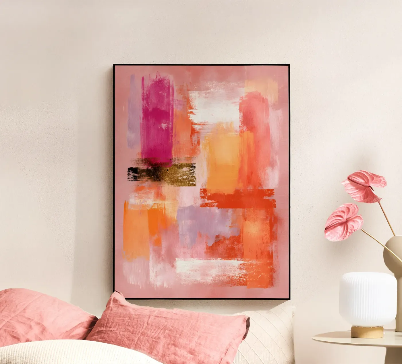 Peach Aura acryl van Abstrakt Atelier