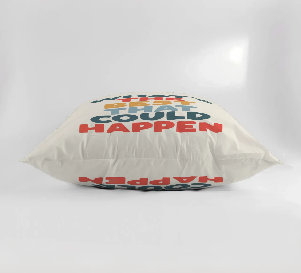 What's the Best That Could Happen Typografie Design decorative cushion by THE MOTIVATED TYPE