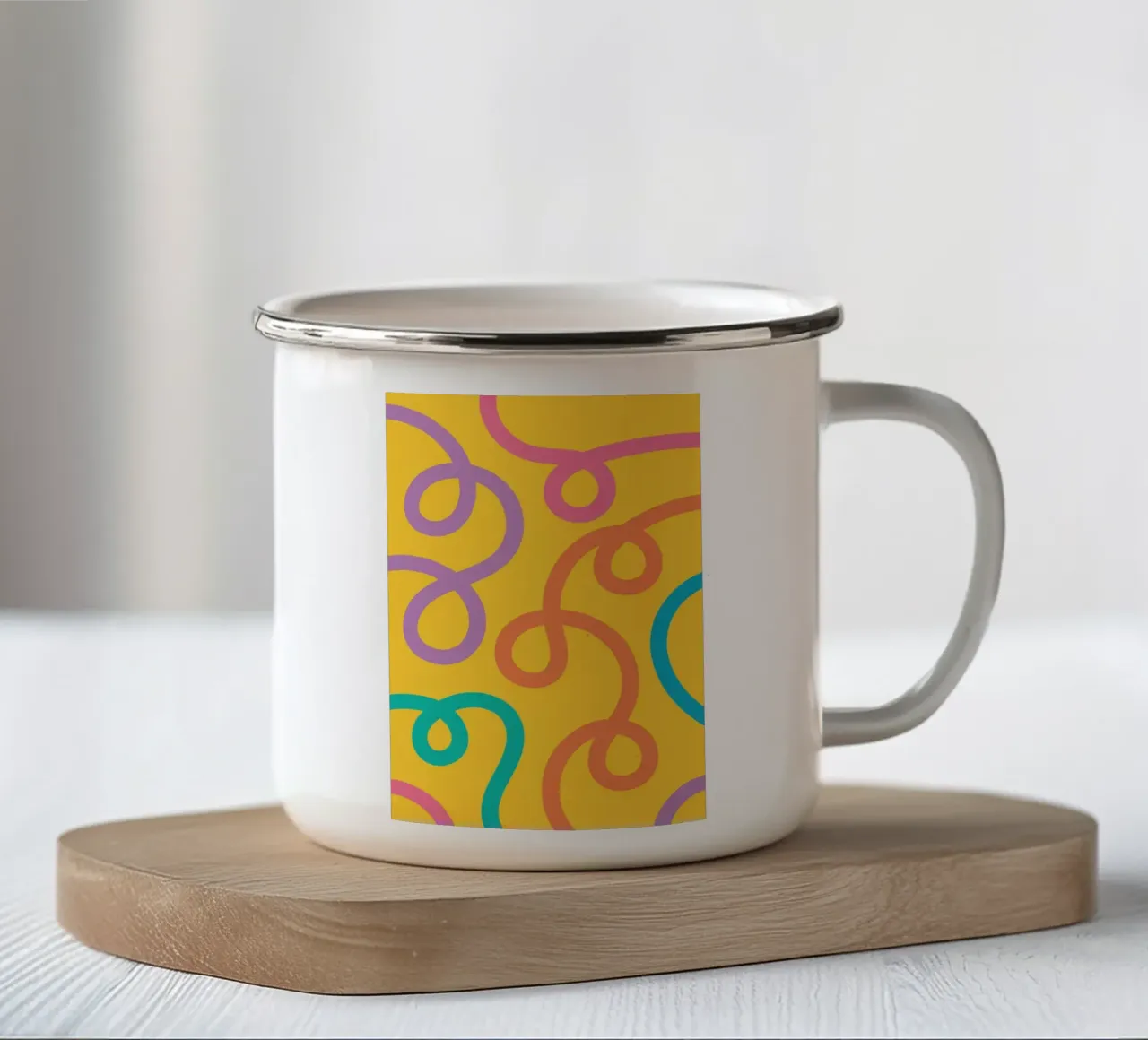 Linea Vortice Scarabocchio colorato tazza in smalto da Studio Fun Boy