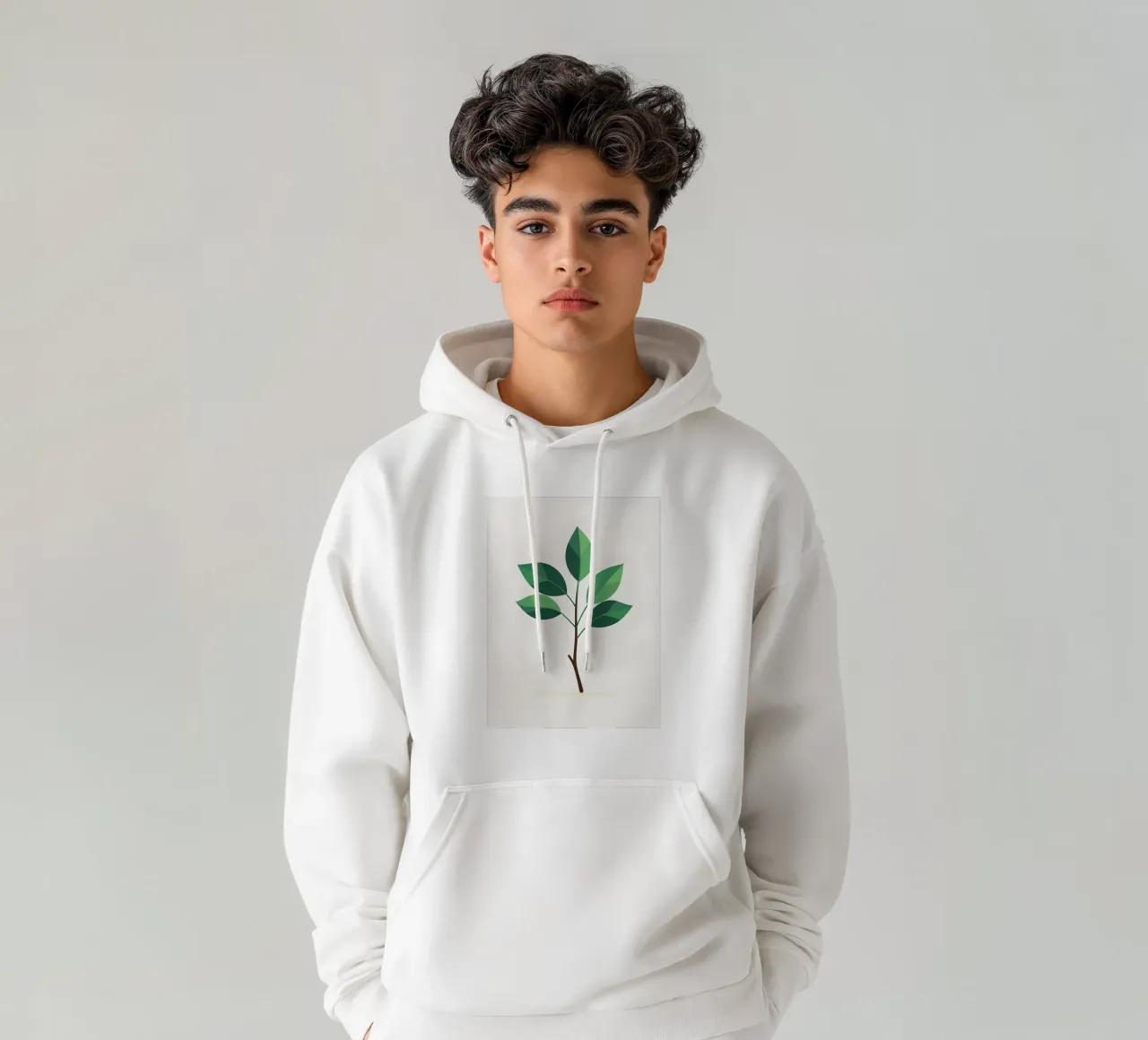 ramo verde semplice felpa con cappuccio da botanical shop