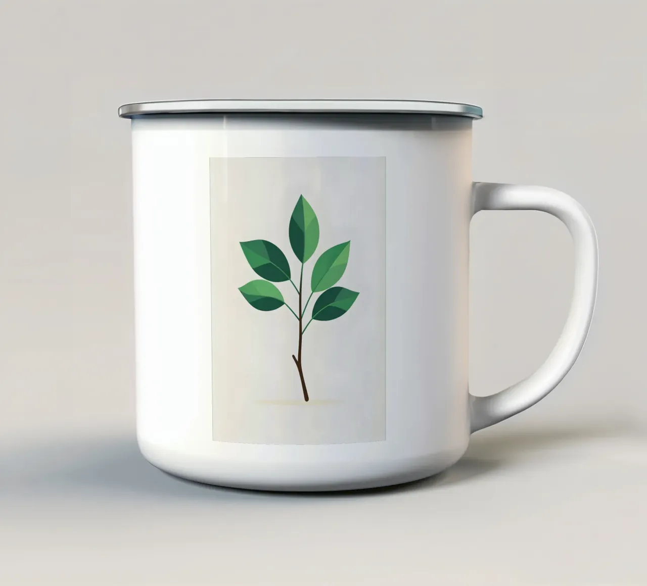 ramo verde semplice tazza in smalto da botanical shop