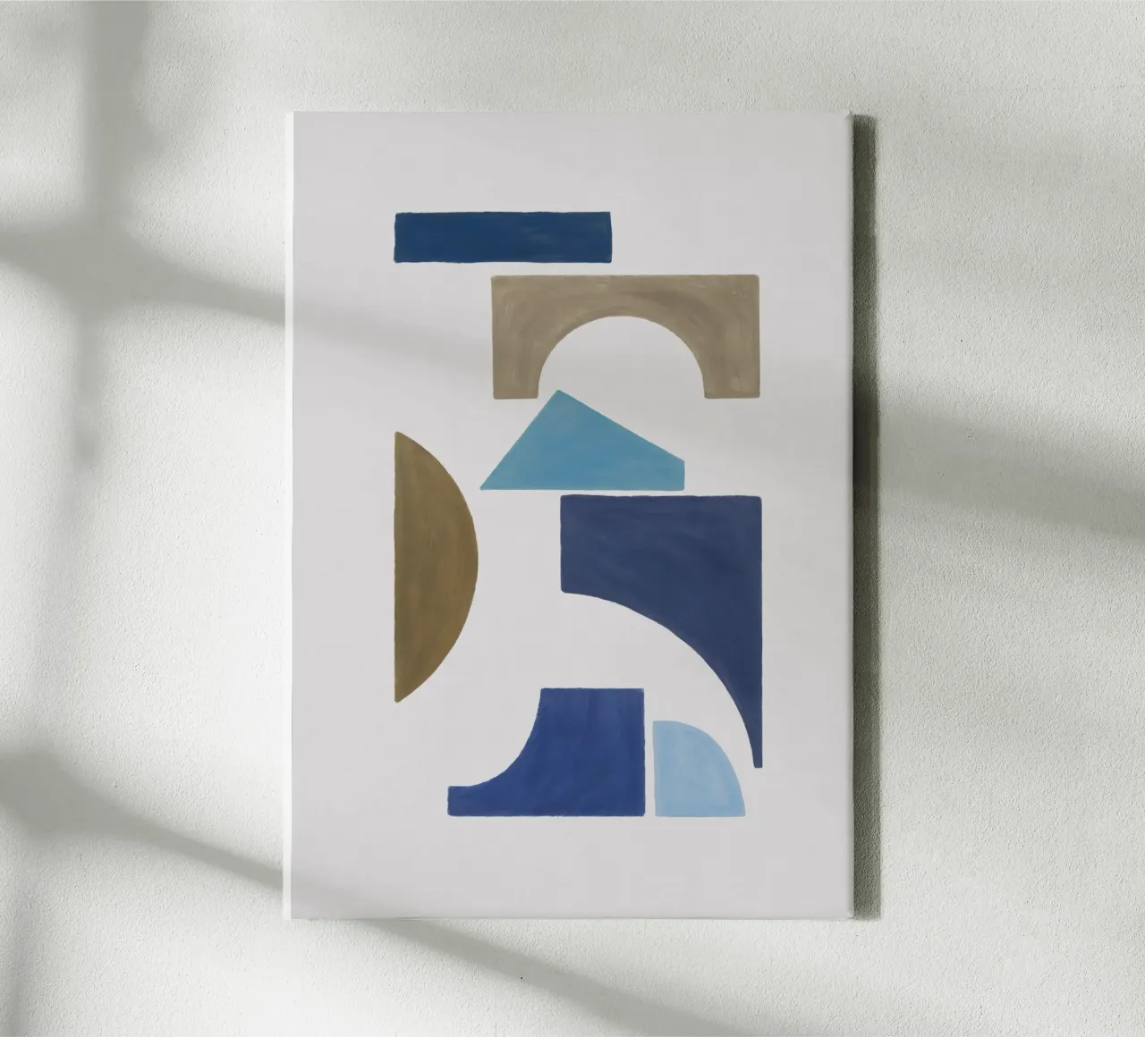 Blauw & Bruin Geometrisch I canvas van Orara Studio