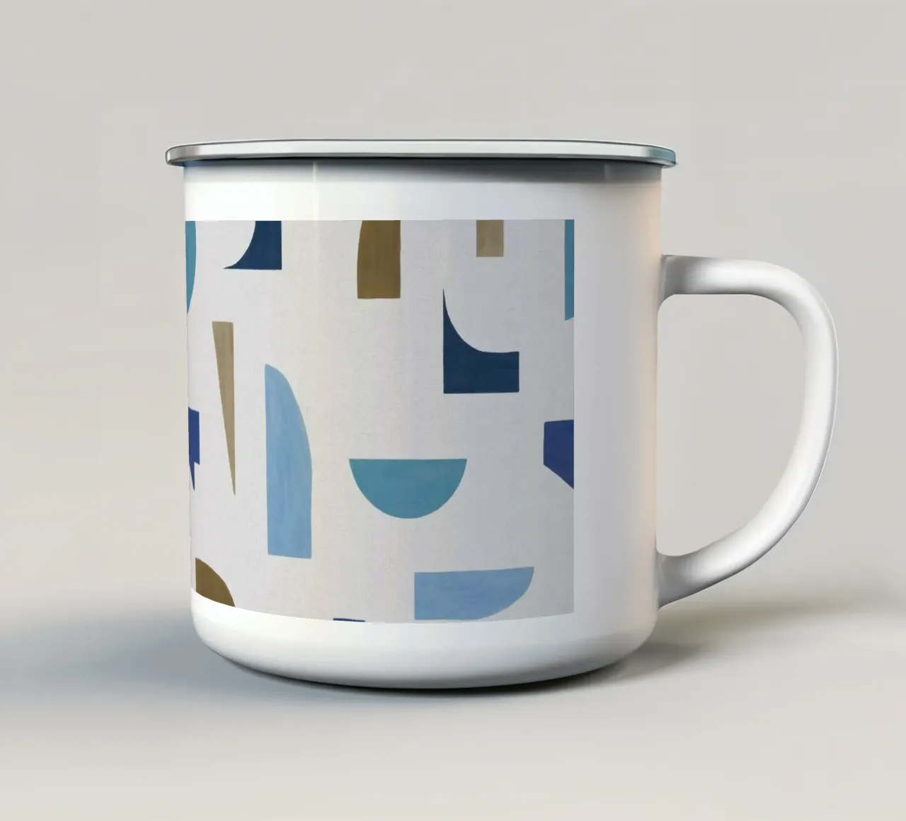 Geometrico blu e marrone II tazza in smalto da Orara Studio