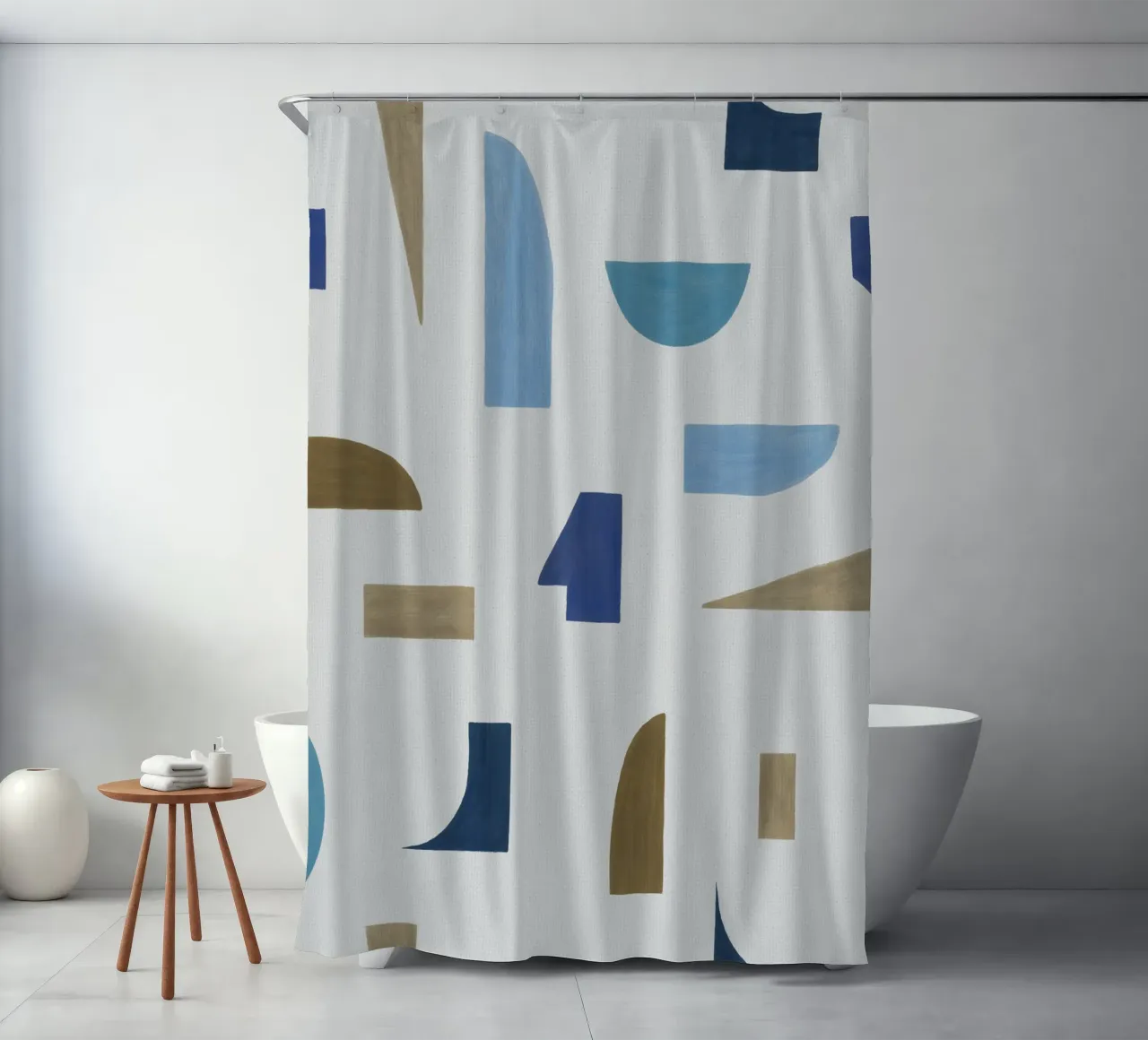 Blau & Braun Geometrisch II Duschvorhang von Orara Studio