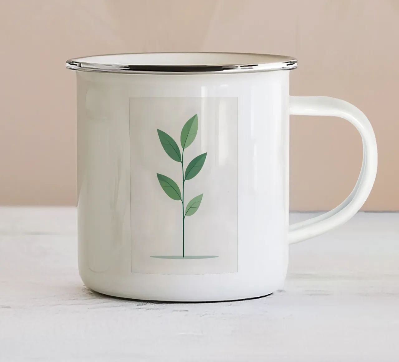 ramo vettoriale semplice tazza in smalto da botanical shop