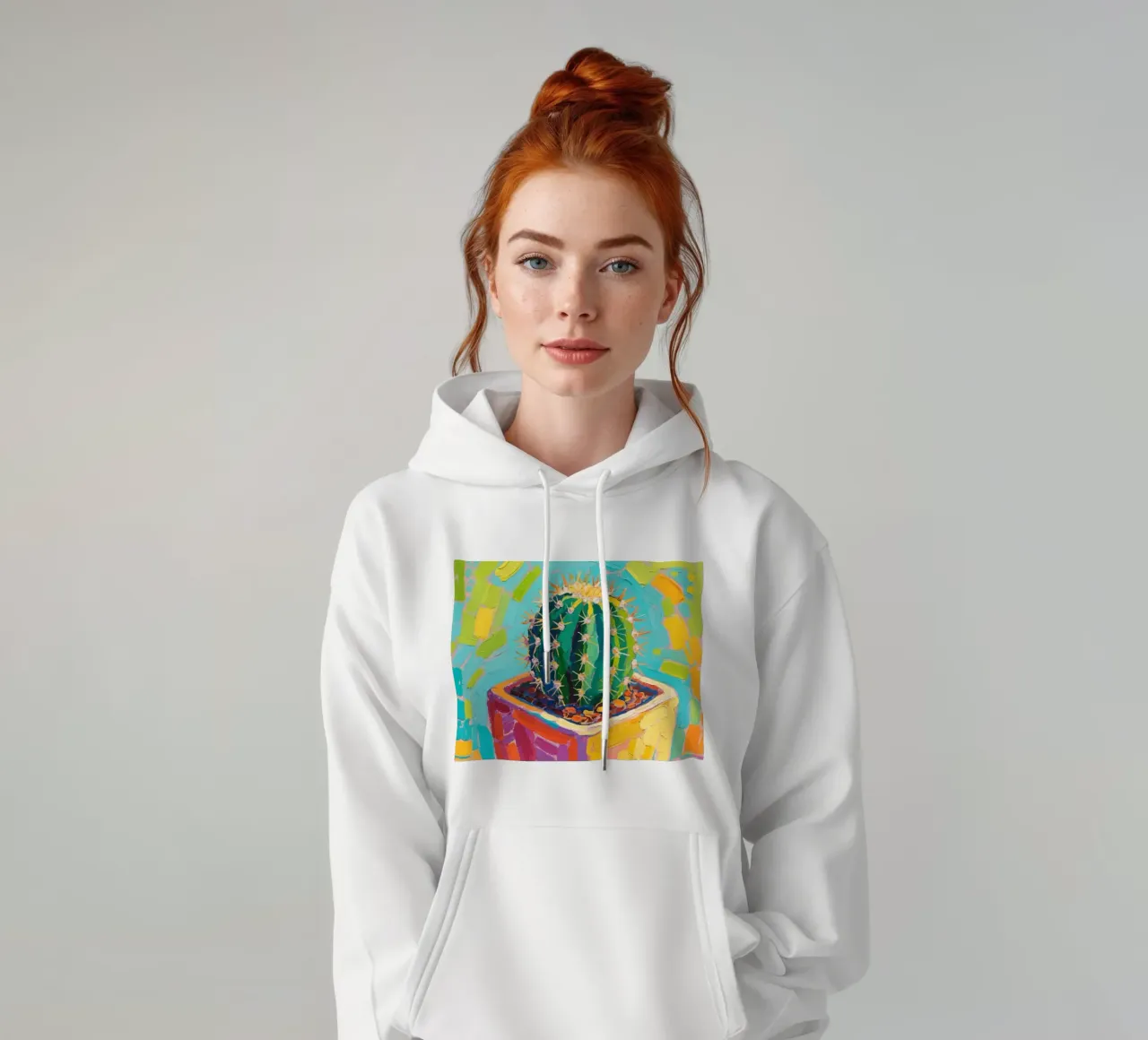 Piccolo cactus in un vaso a forma di cubo felpa con cappuccio da Slash Shop