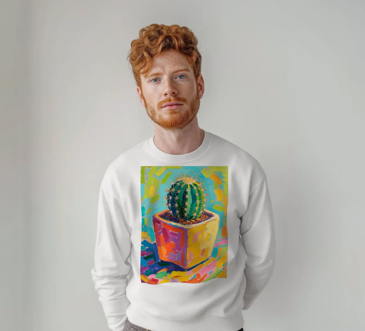 Piccolo cactus in un vaso a forma di cubo felpa da Slash Shop