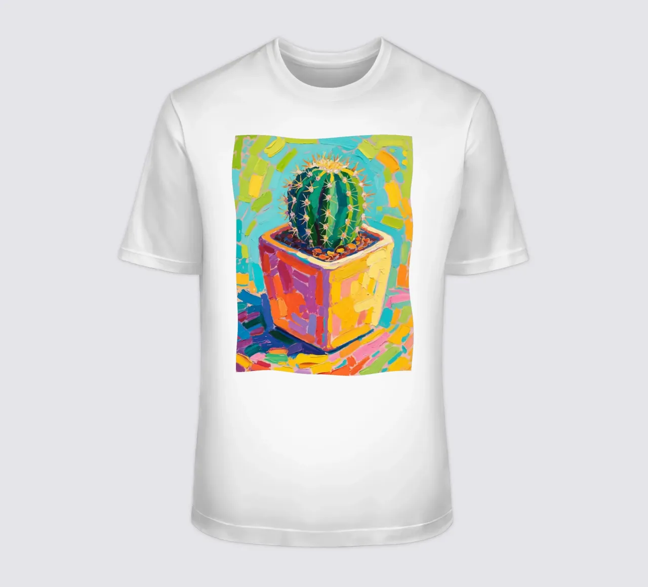 Piccolo cactus in un vaso a forma di cubo t-shirt da Slash Shop