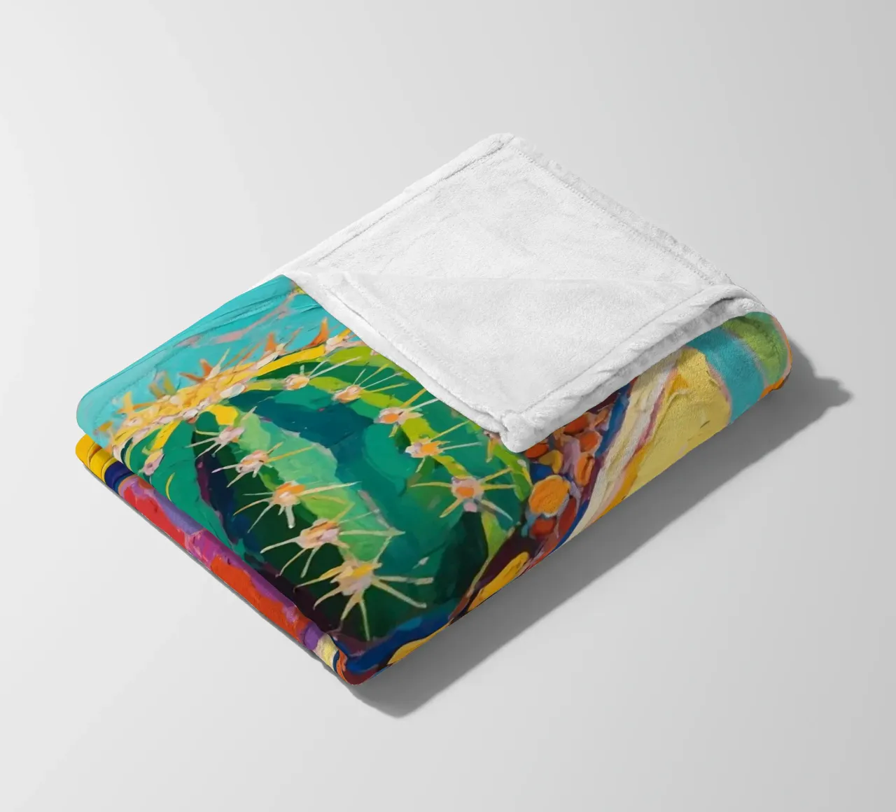 Piccolo cactus in un vaso a forma di cubo coperta in pile da Slash Shop