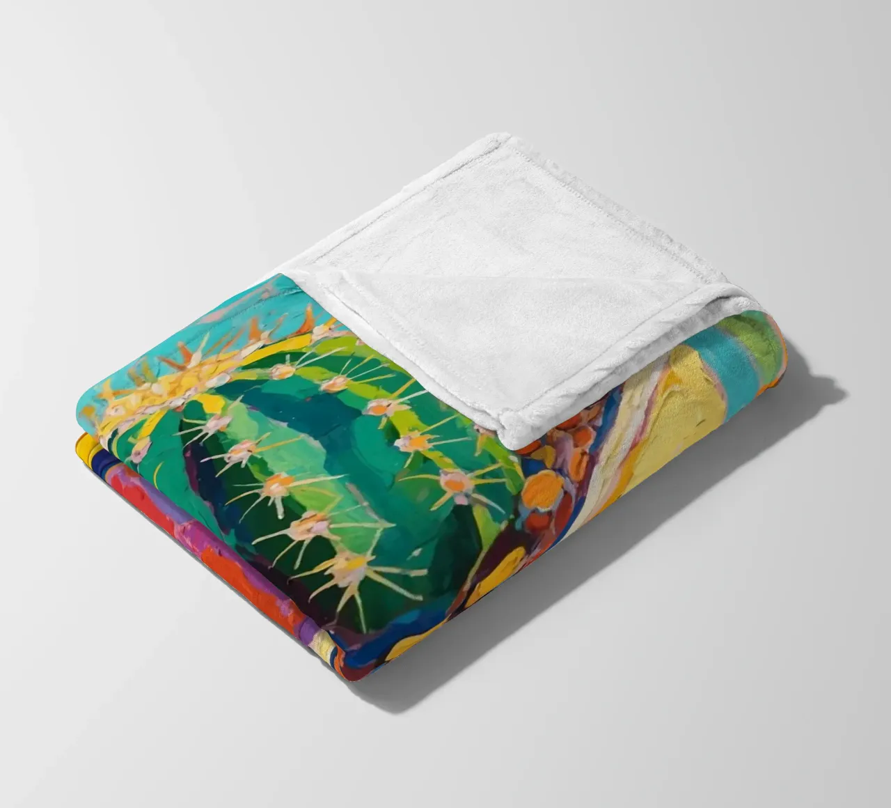 Piccolo cactus in un vaso a forma di cubo coperta in pile da Slash Shop