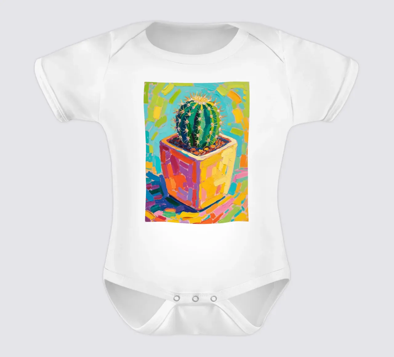 Piccolo cactus in un vaso a forma di cubo body neonato maniche corte da Slash Shop