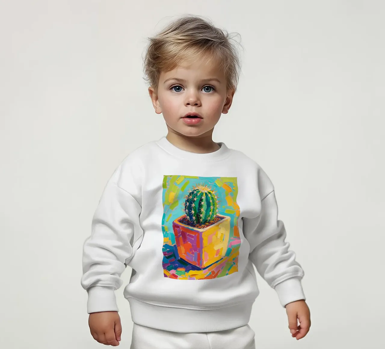 Piccolo cactus in un vaso a forma di cubo felpa neonato da Slash Shop