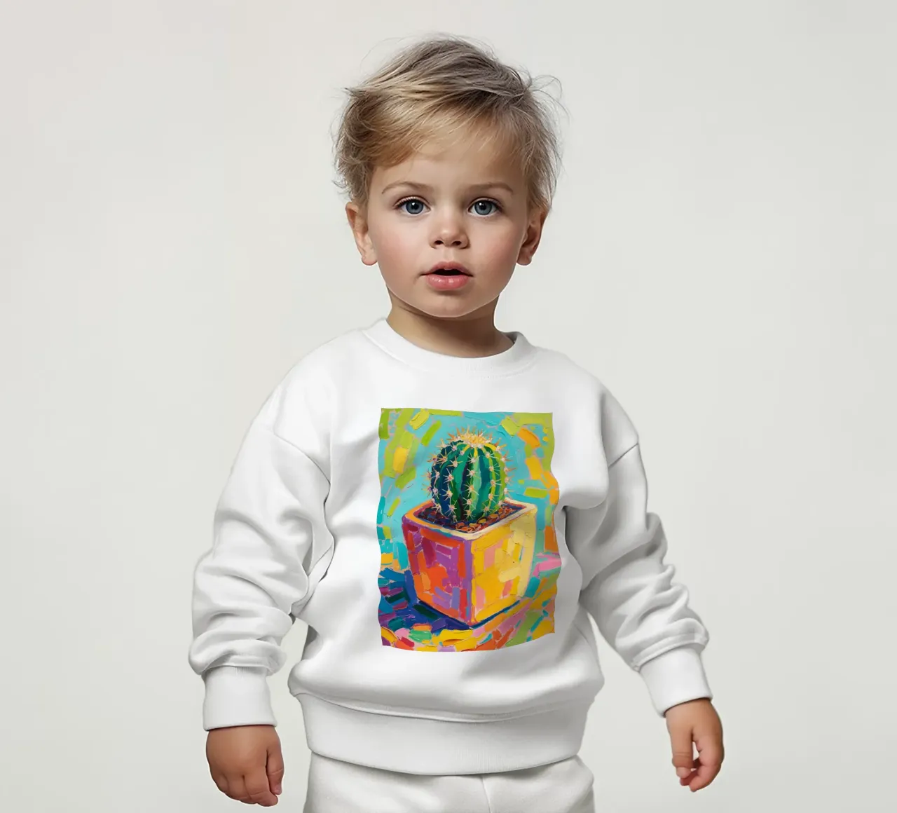 Piccolo cactus in un vaso a forma di cubo felpa neonato da Slash Shop