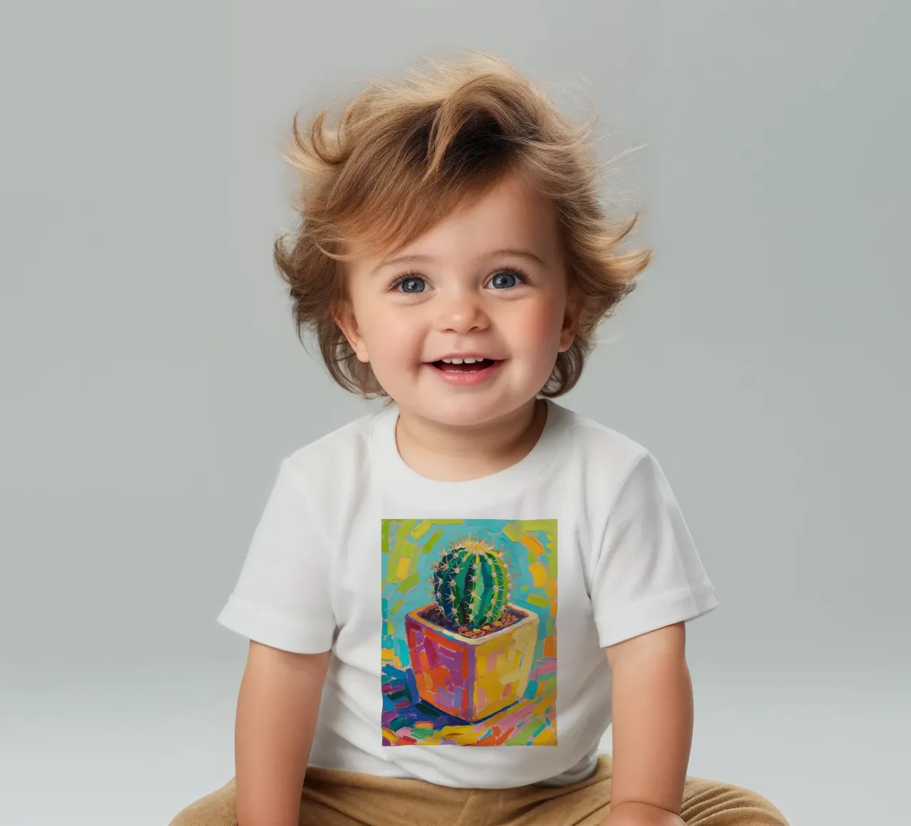 Piccolo cactus in un vaso a forma di cubo maglietta neonato da Slash Shop