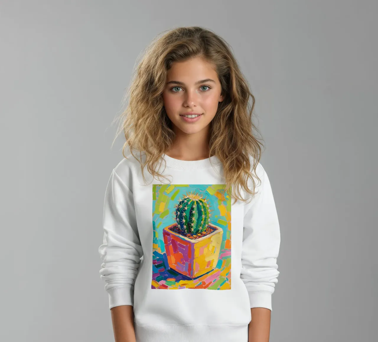 Piccolo cactus in un vaso a forma di cubo felpa bambino da Slash Shop