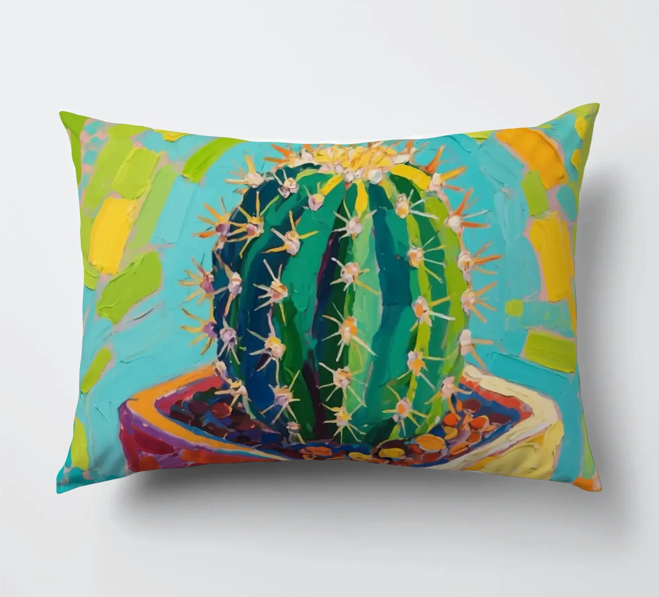 Piccolo cactus in un vaso a forma di cubo cuscino da Slash Shop