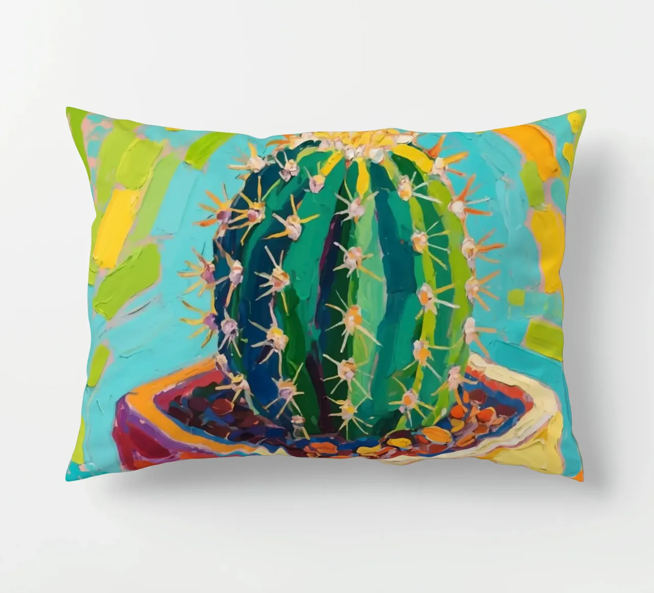 Piccolo cactus in un vaso a forma di cubo cuscino da Slash Shop