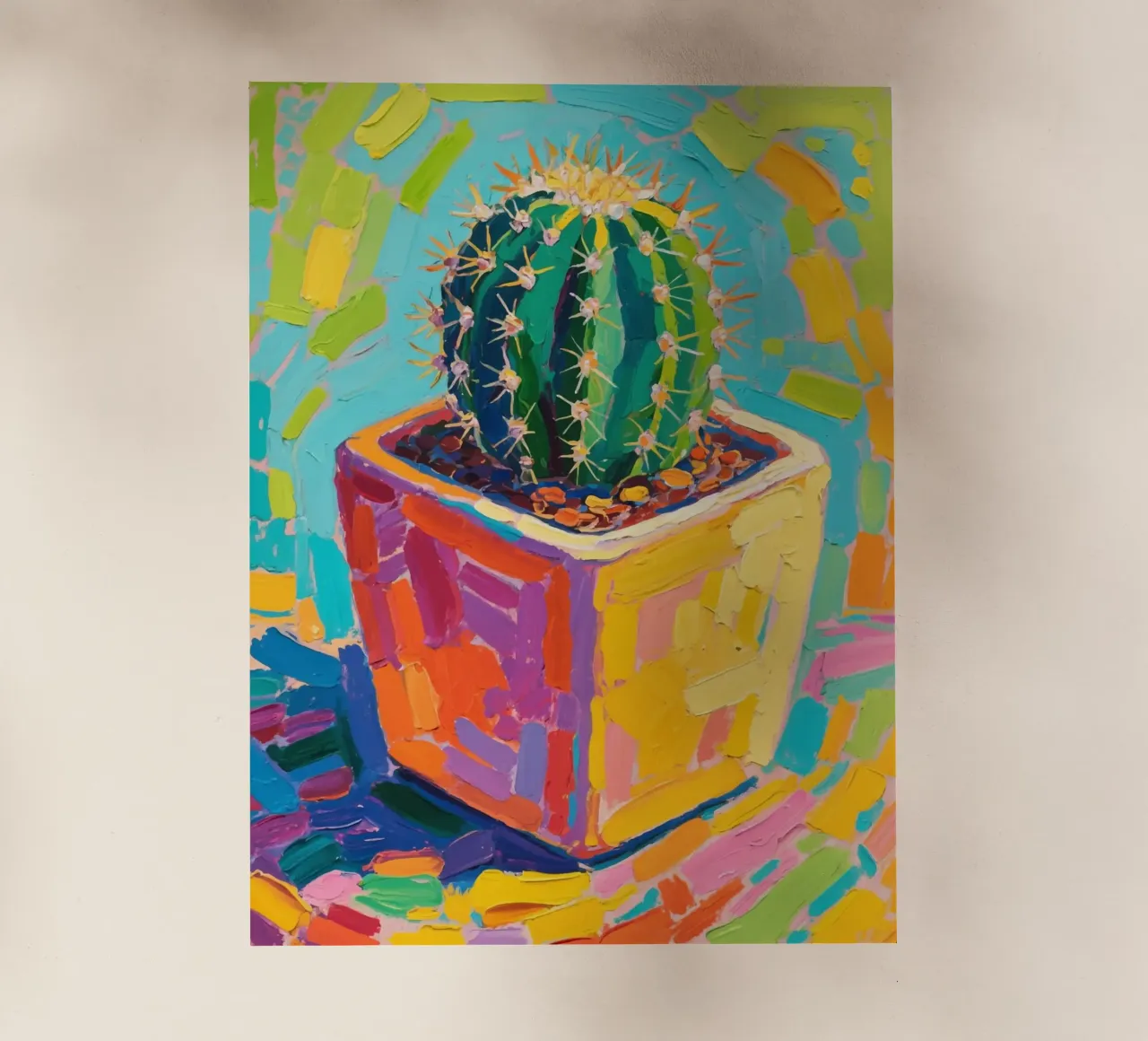 Piccolo cactus in un vaso a forma di cubo pellicola backlit da Slash Shop