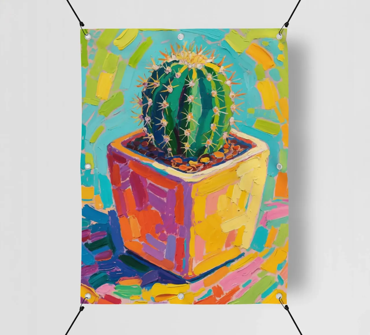 Piccolo cactus in un vaso a forma di cubo telo in pvc da Slash Shop