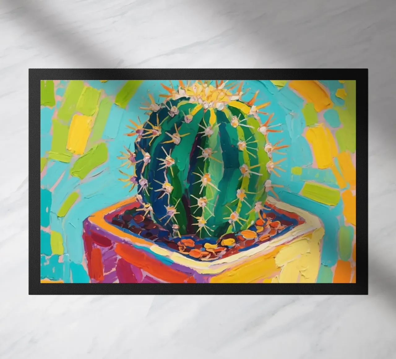 Piccolo cactus in un vaso a forma di cubo zerbino da Slash Shop