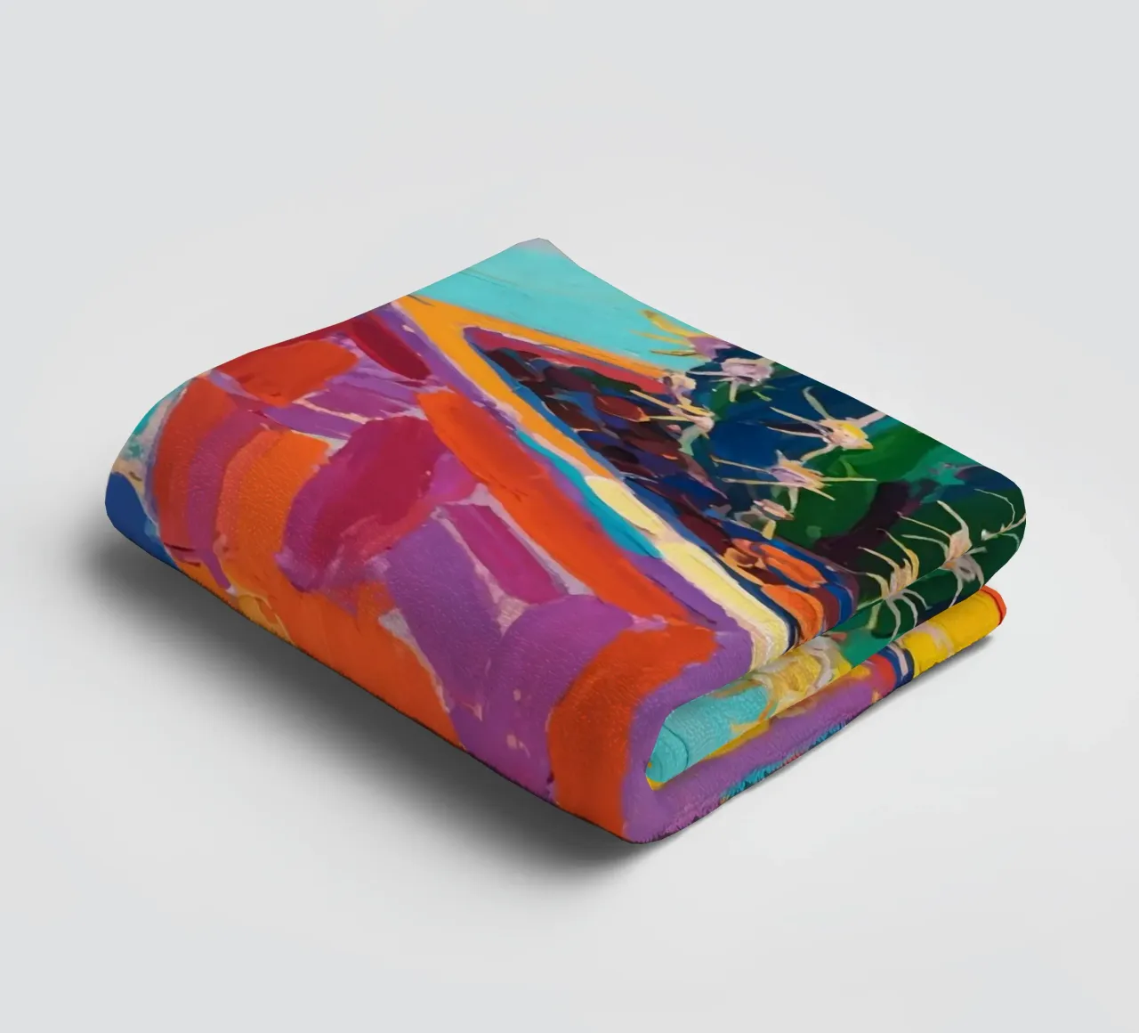 Piccolo cactus in un vaso a forma di cubo asciugamano da bagno da Slash Shop