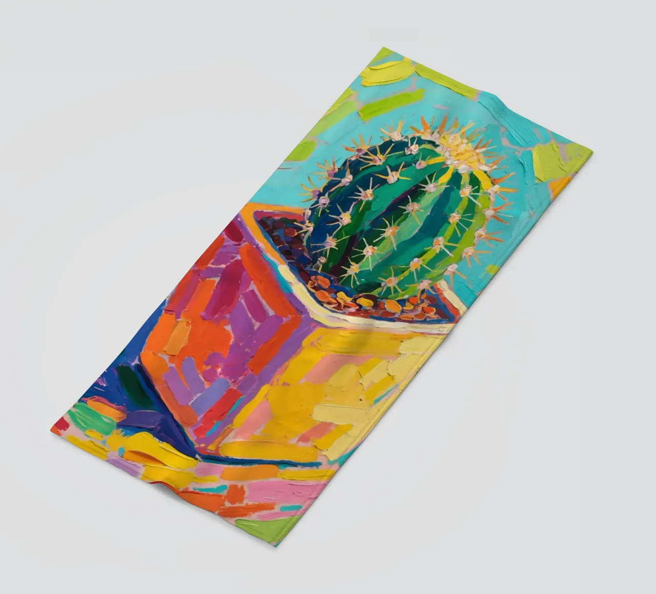 Piccolo cactus in un vaso a forma di cubo telo mare da Slash Shop