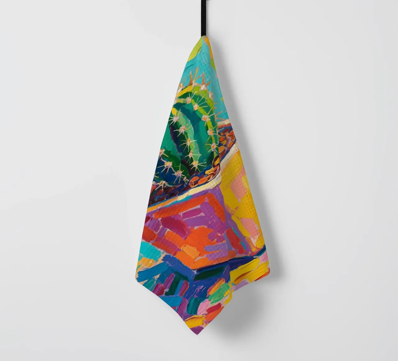 Piccolo cactus in un vaso a forma di cubo canovaccio da cucina da Slash Shop