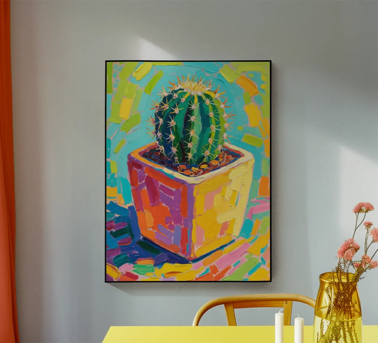 Piccolo cactus in un vaso a forma di cubo plexiglass da Slash Shop