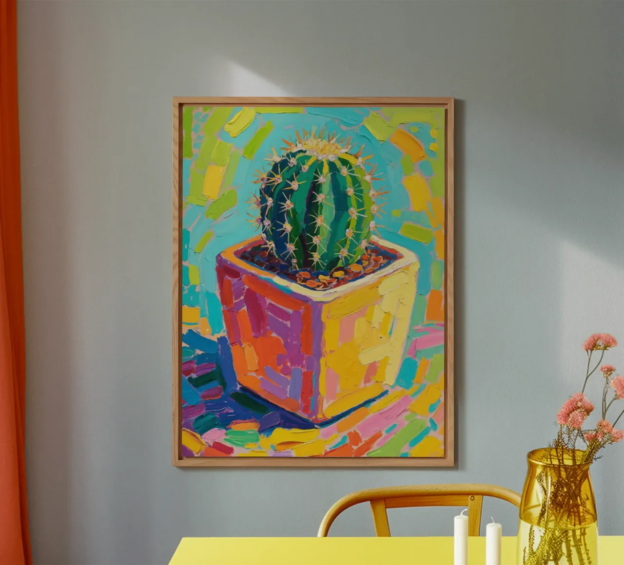 Piccolo cactus in un vaso a forma di cubo alluminio dibond da Slash Shop