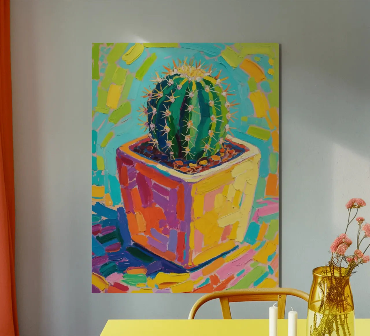 Piccolo cactus in un vaso a forma di cubo alluminio dibond da Slash Shop