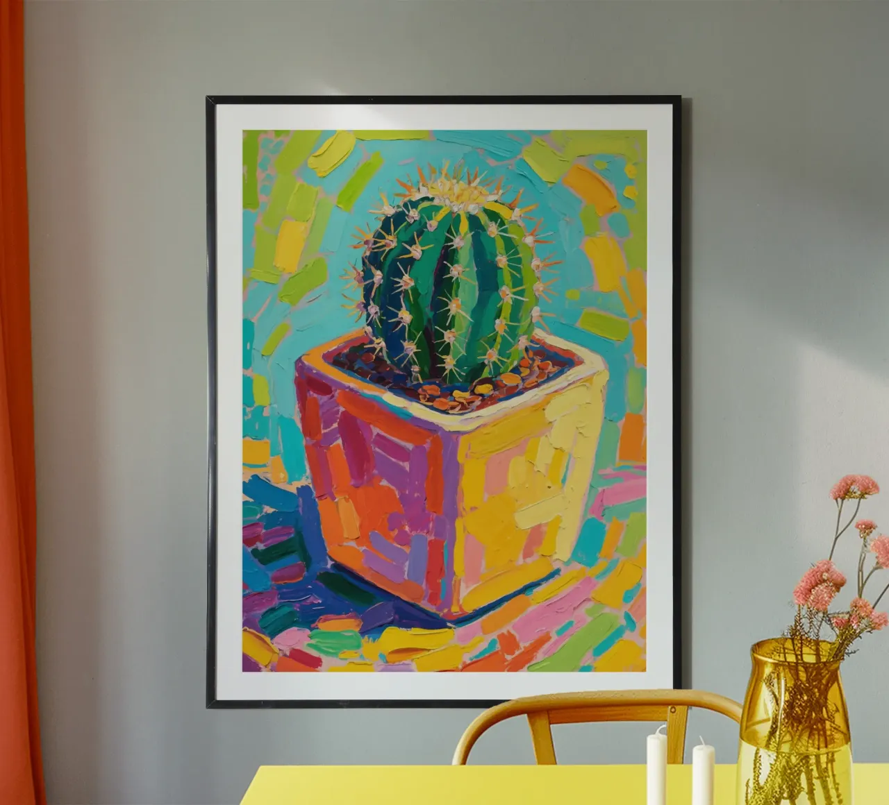 Piccolo cactus in un vaso a forma di cubo carta hahnemühle da Slash Shop