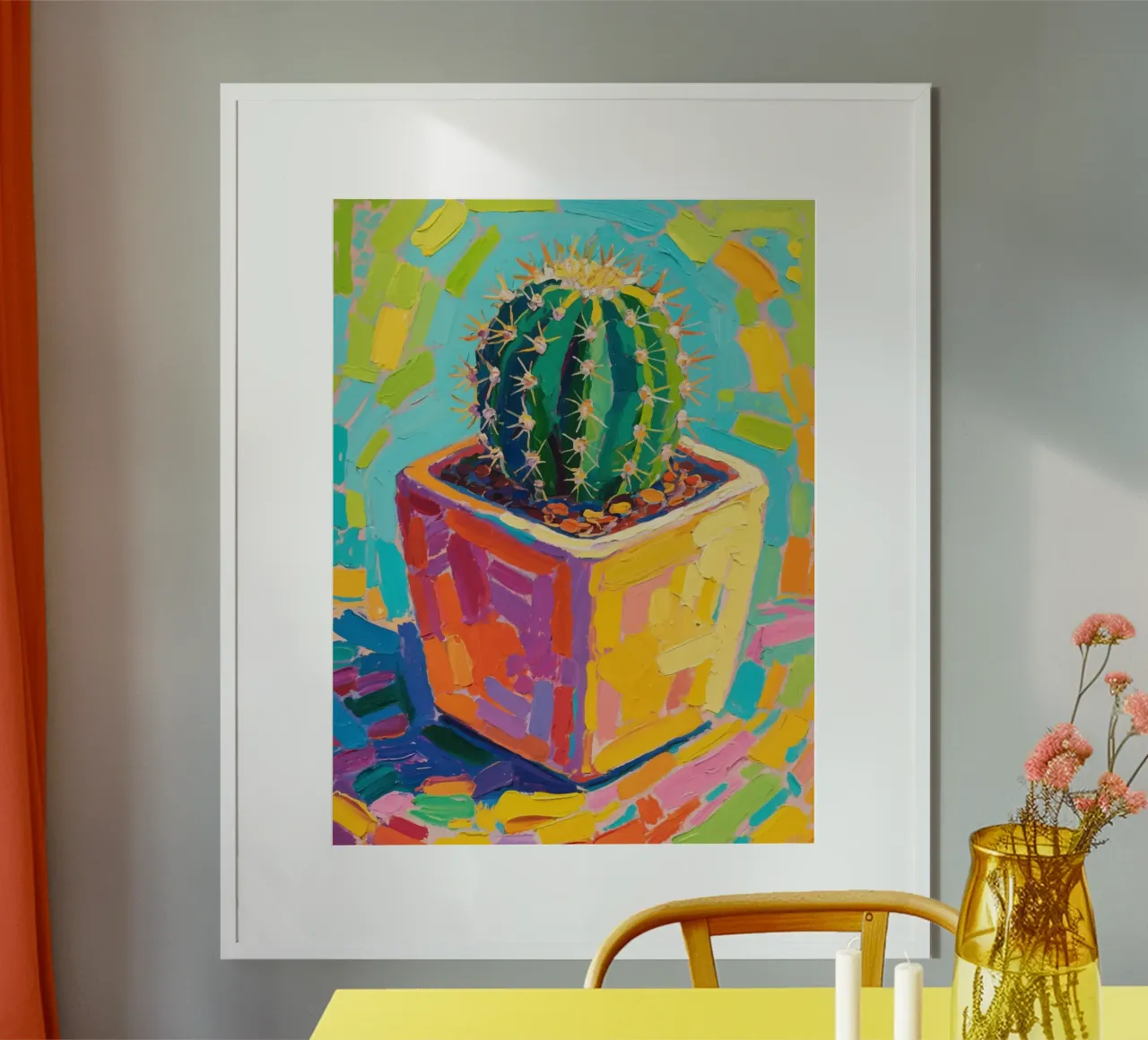 Piccolo cactus in un vaso a forma di cubo carta hahnemühle da Slash Shop