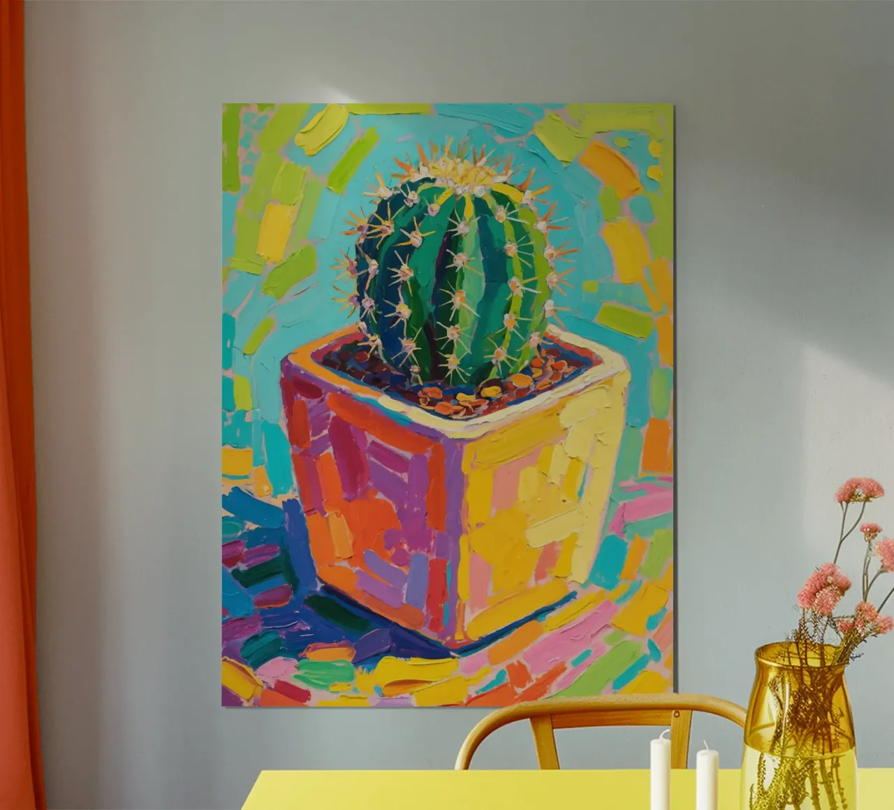 Piccolo cactus in un vaso a forma di cubo carta hahnemühle da Slash Shop