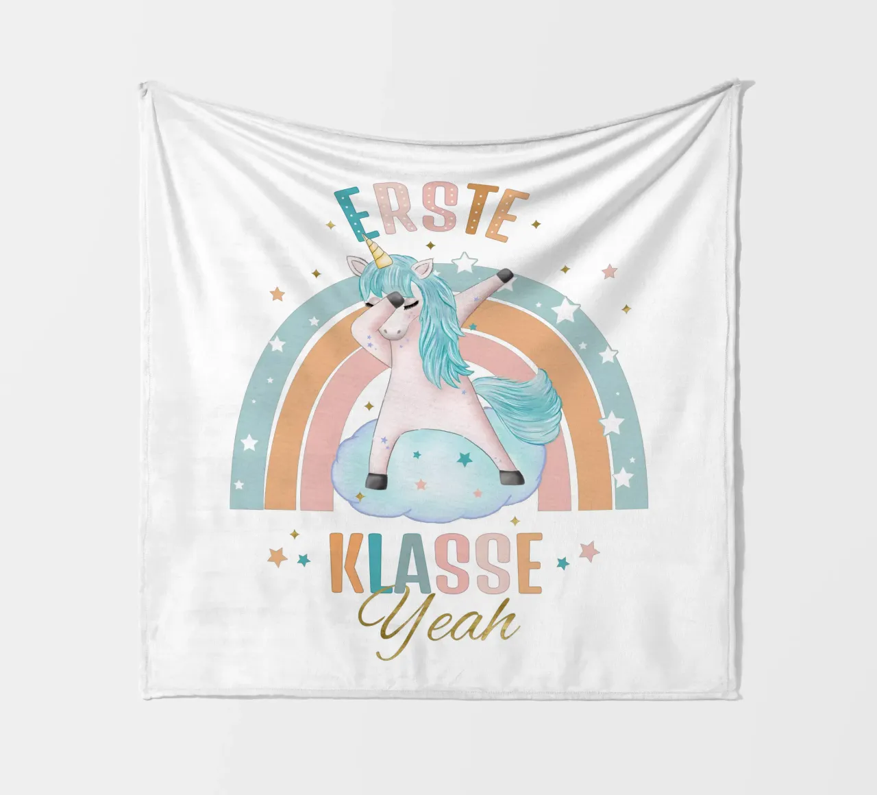 First class, primary school. Yeah, the unicorn is happy. fleece blanket by CalliLetters