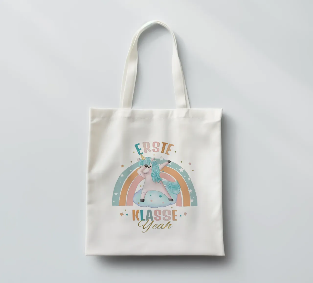 First class, primary school. Yeah, the unicorn is happy. tote bag by CalliLetters