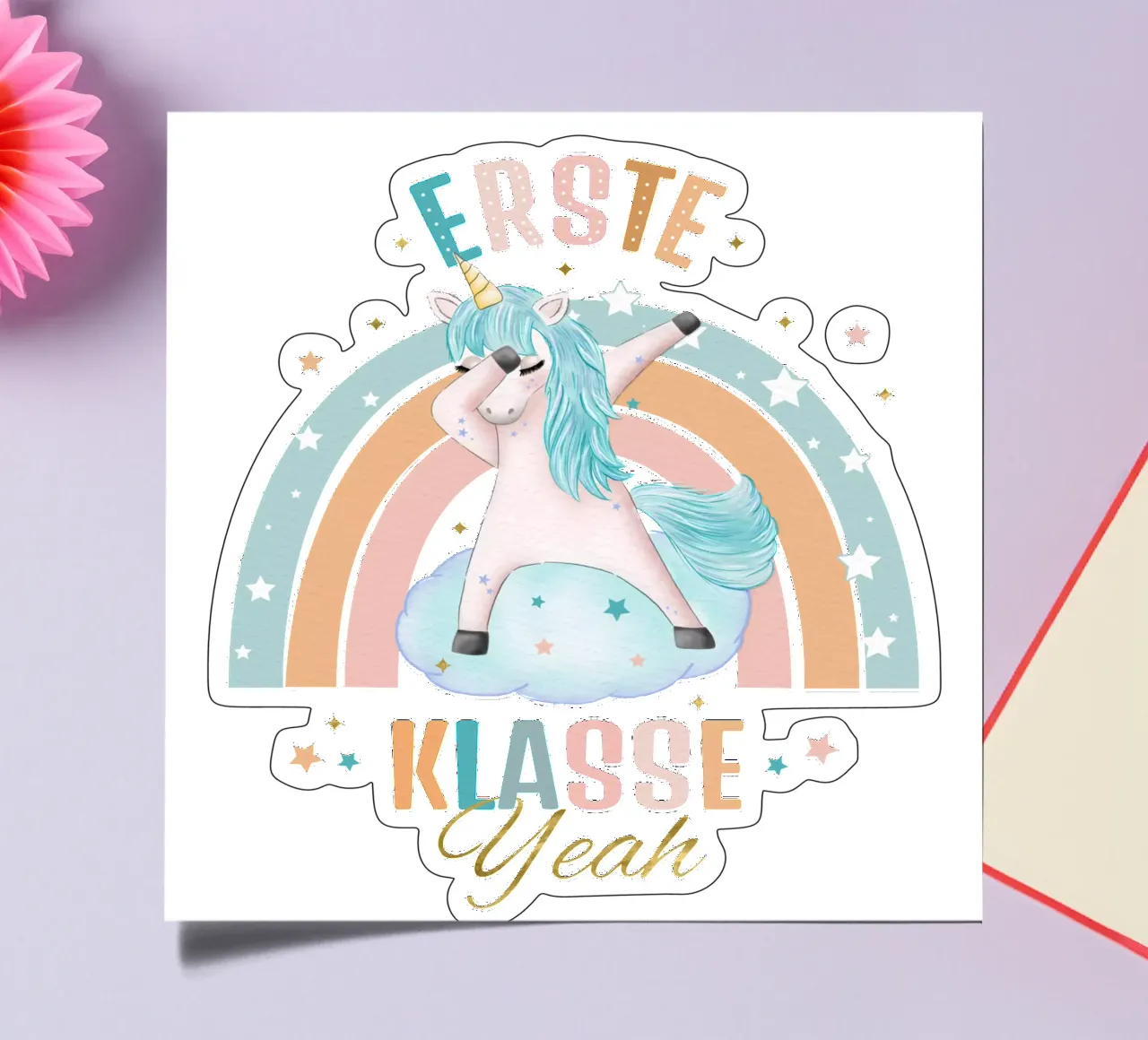 First class, primary school. Yeah, the unicorn is happy. sticker sheet by CalliLetters