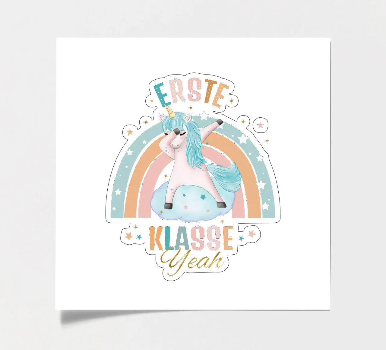 First class, primary school. Yeah, the unicorn is happy. sticker sheet by CalliLetters