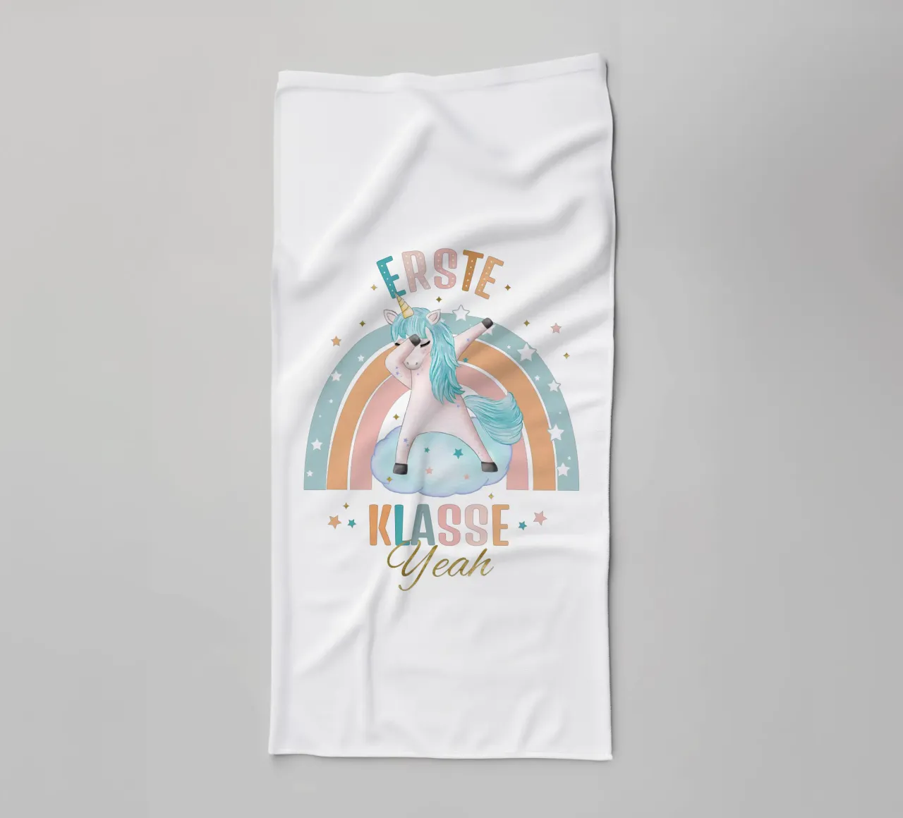 First class, primary school. Yeah, the unicorn is happy. towel by CalliLetters
