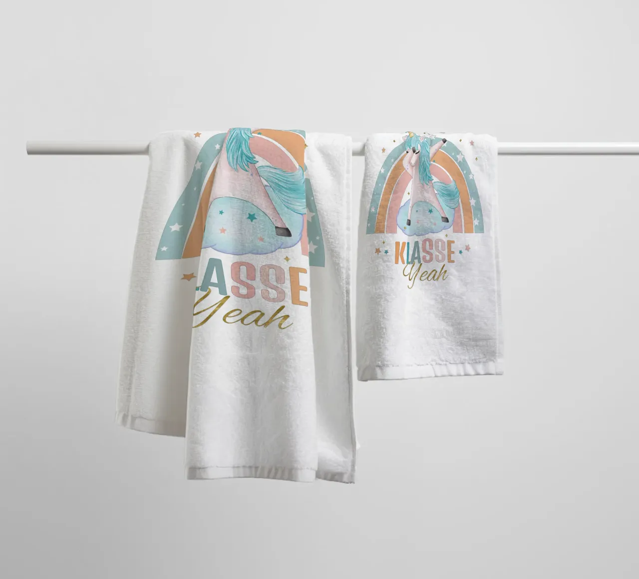 First class, primary school. Yeah, the unicorn is happy. towel by CalliLetters