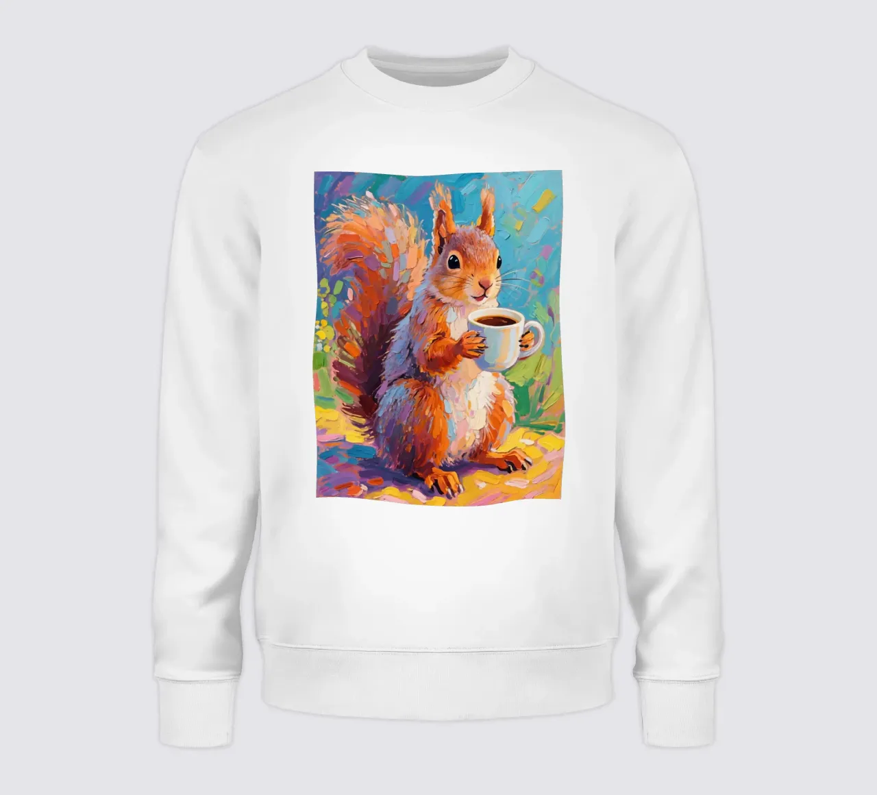 Scoiattolo con in mano una tazza di caffè felpa da Slash Shop