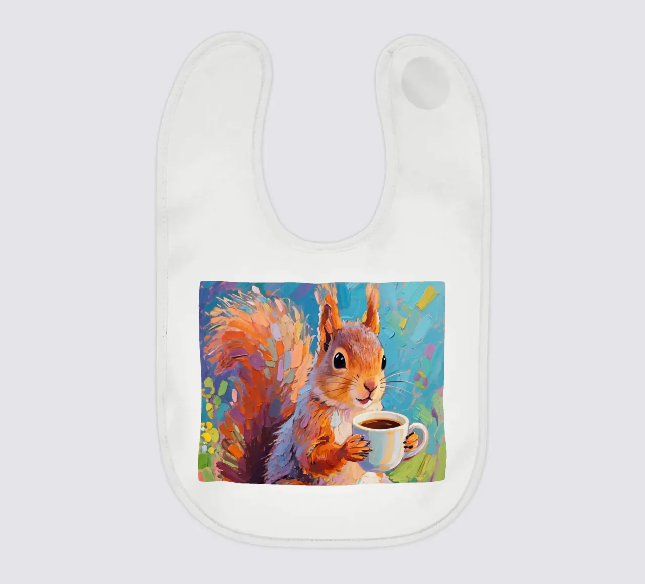 Eekhoorn met een kop koffie baby slabbetje van Slash Shop