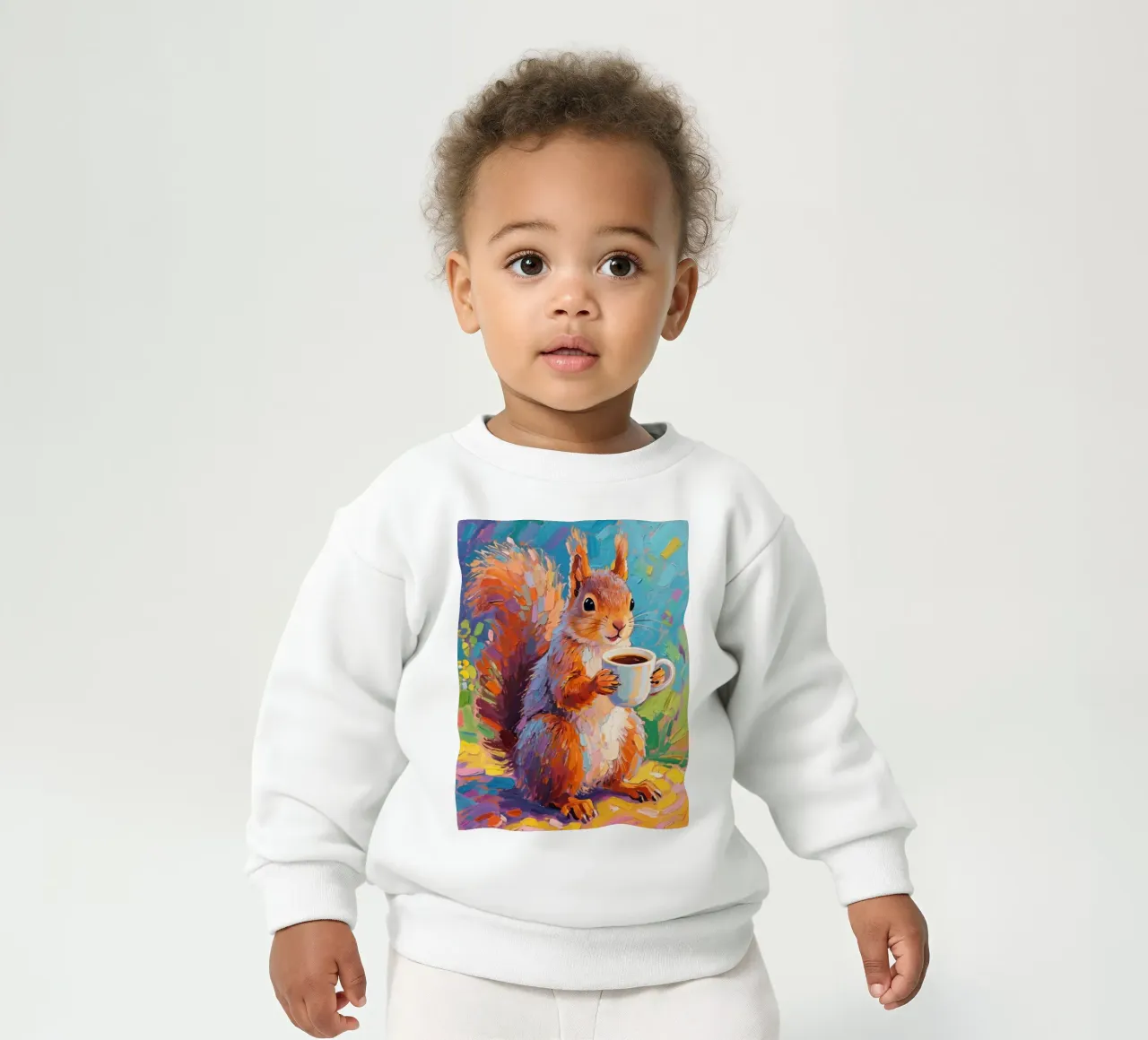 Scoiattolo con in mano una tazza di caffè felpa neonato da Slash Shop